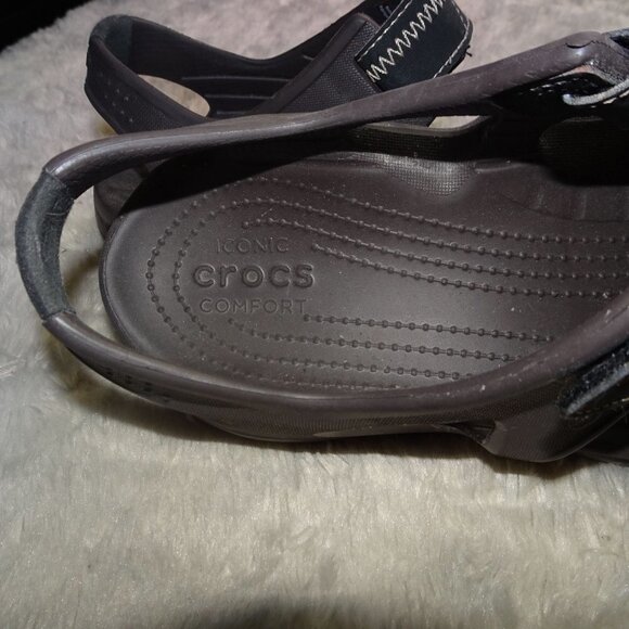 Black Iconic Crocs Comfort Sandals Size 11 - Picture 5 of 7